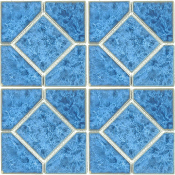 TITAN-661 - Fujiwa Crystal Blue, 6" x 6" Deco - Porcelain Pool Tile