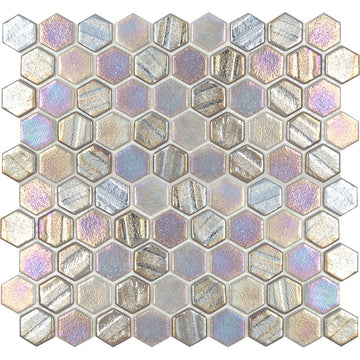 Grey Hexagon Tile | VIDILLUGREYHEX | Tesoro Glass Mosaic Tile