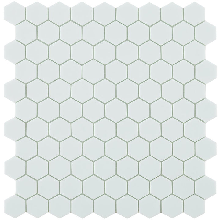 H35910M - Matte White, Flat Hexagonal Vidrepur Glass Mosaic Tile