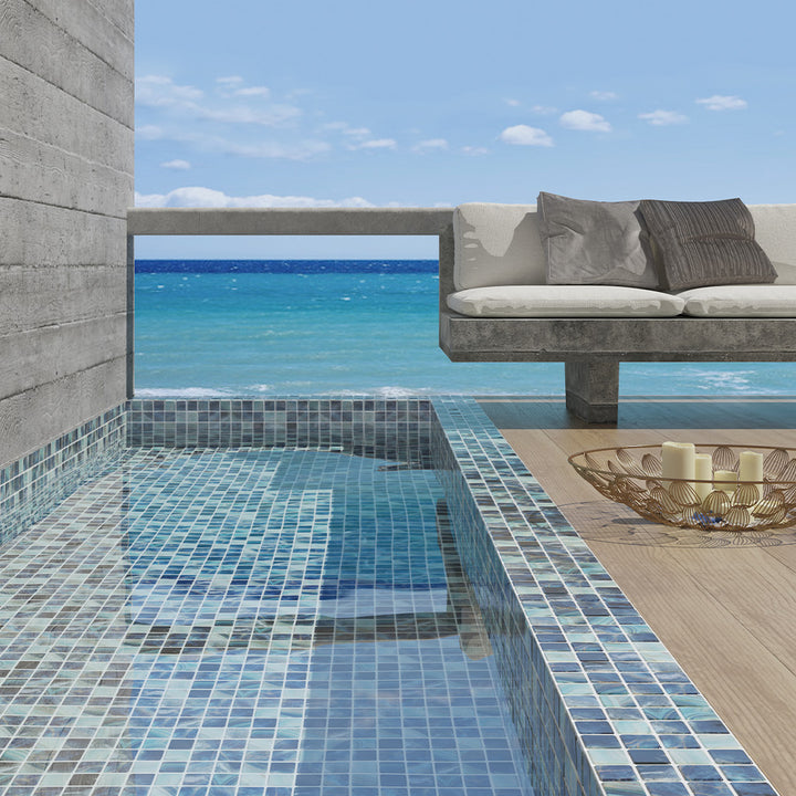 Glass Mosaic Pool | Royal, 1.5" x 1.5" Glass Tile | Vidrepur Nature Collection