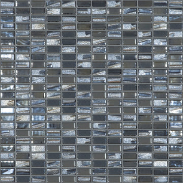 BIJOU BLACK Mini Brick Black Mix Colors 358M-358L, 1/2" x 1" - Glass Tile