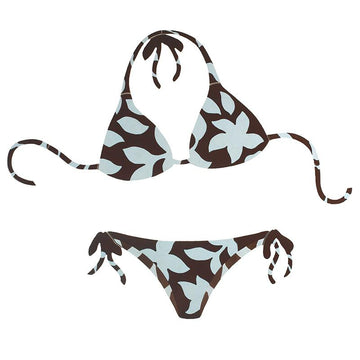 PORC-FB34B Floral Bikini, Porc Brown & Blue Custom Mosaics