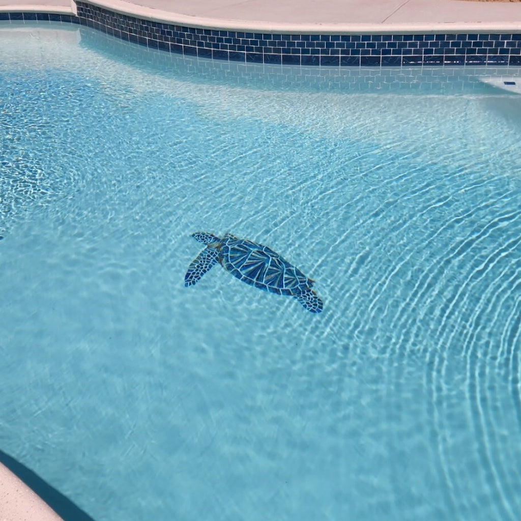 Glass Sea Turtle Pool Mosaic | G-STUL | Pool Tile Designs – AquaBlu Mosaics