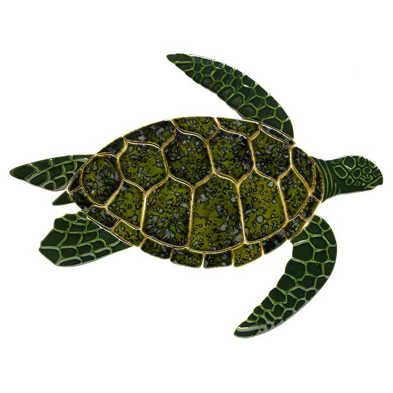 Turtle Sideview | T49-18 | Pool Mosaic – AquaBlu Mosaics